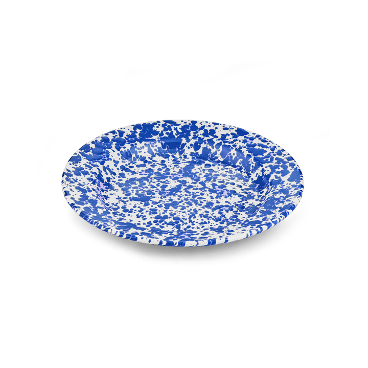 Crow Canyon Emaille Teller 26cm | blau/weiß Dinner Emaille Marmor Liv Plate